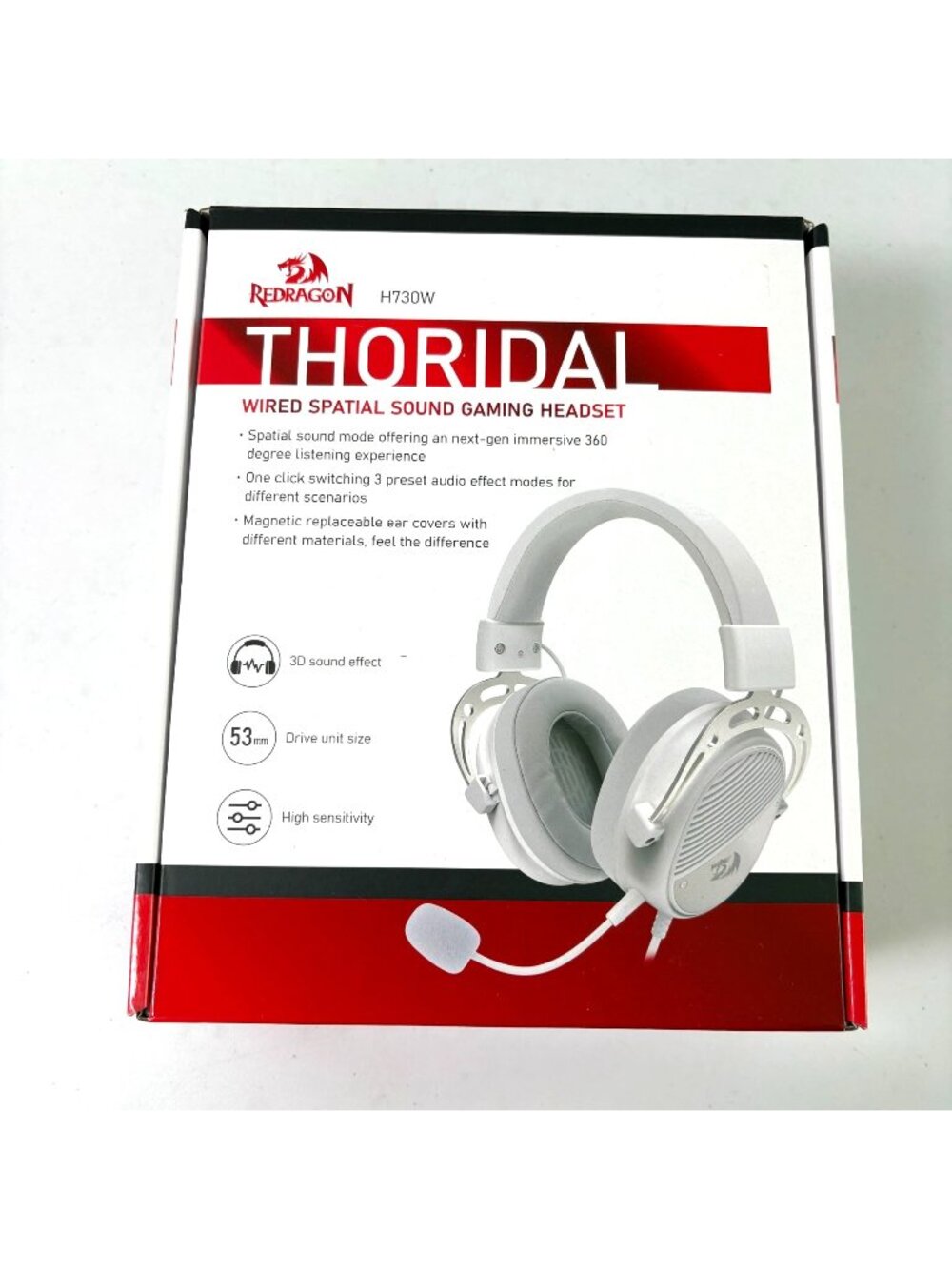 Redragon Thoridal Wired Spatial‎ Sound Gaming Headset H730W White New Sealed